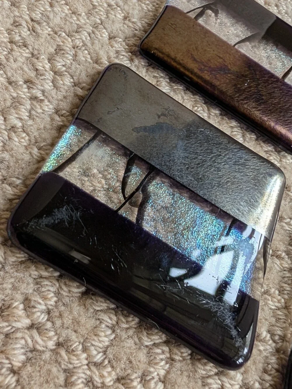 set of 4 RECYCLED DICHROIC FUSED GLASS COASTERS chris paulson